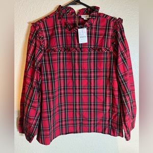 Red J Crew woman blouse